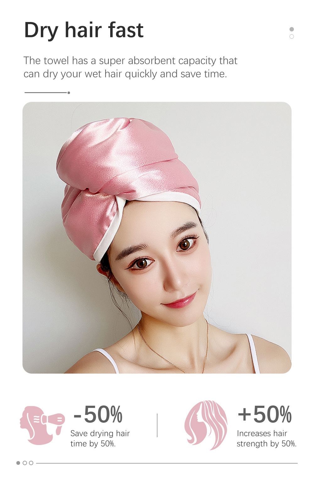 Plain Color Imitated Silk Hair Drying Cap-5